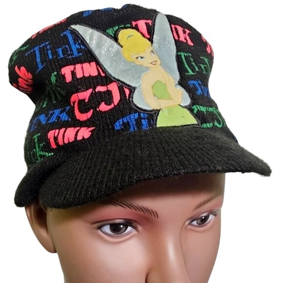 Disney Fairies Tinker Bell Women's Knit Cap With Visor & Colorful "Tink" Beanie - Picture 1 of 7